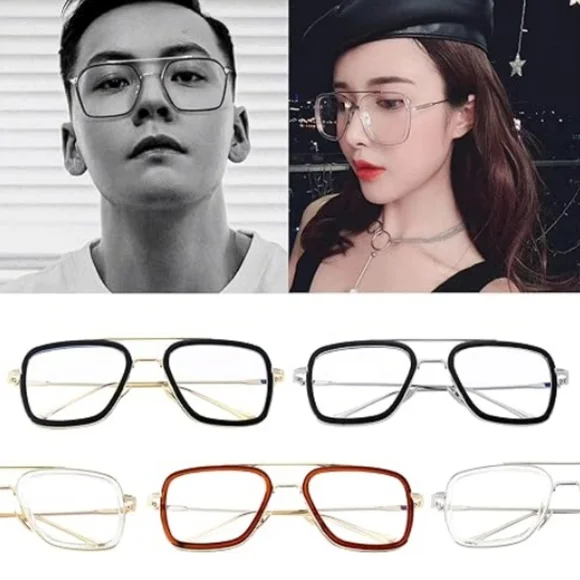 SET OF 2 Blue Light Blocking Metal Frame Non-Prescription Eyeglasses - Picture 2 of 4